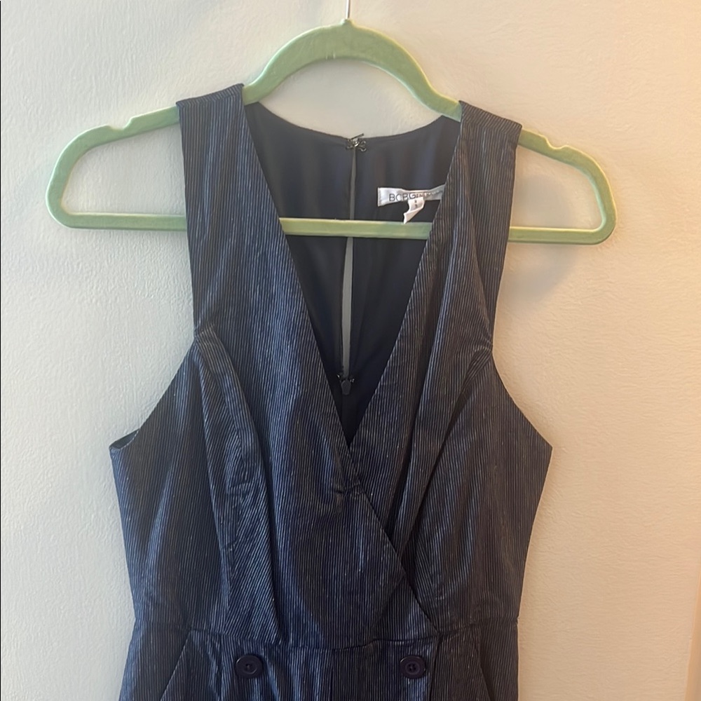 BCBGeneration Navy and White Jean one piece jumpsuit